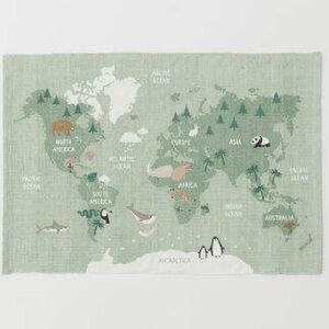 H&M World Map Cotton Rug Nursery Kids Room Decor